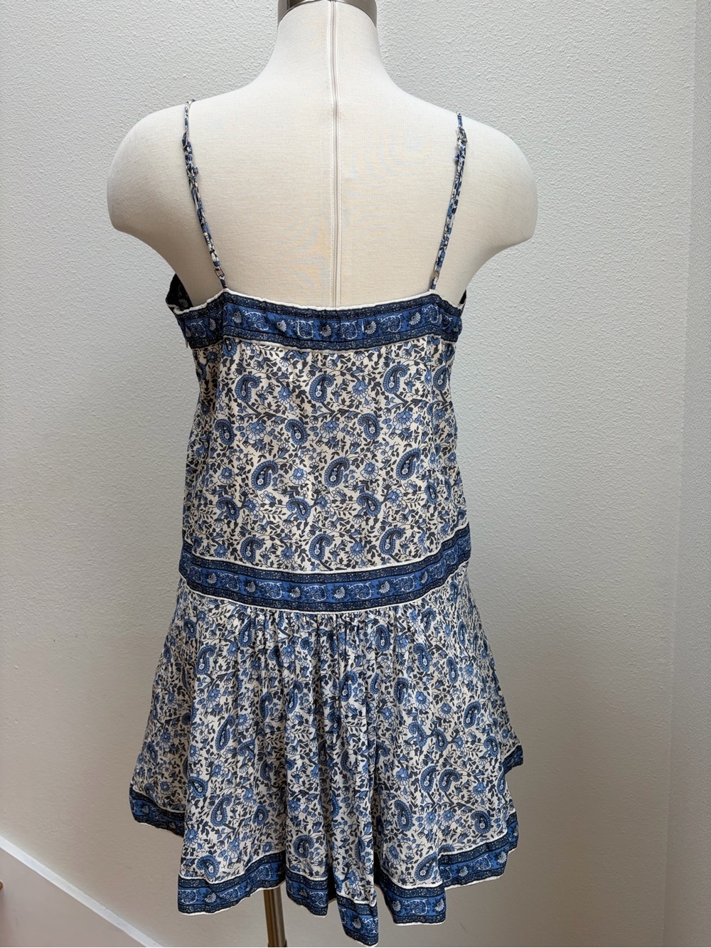 Abercrombie Babydoll Mini Dress Paisley Sundress Cotton Blue White Size Medium - Picture 9 of 13